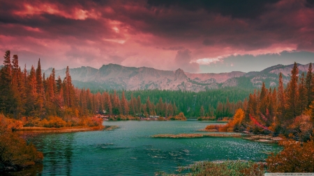 nice nature - fall, lake, mountains, nature