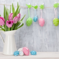 Easter Eggs and Tulips