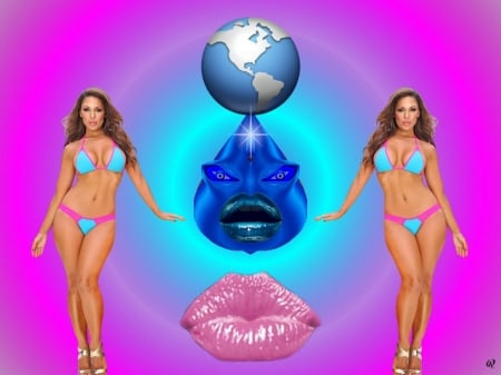 You Just Love Those Earth Girls - eye candy, collage, 3d, fractal, abstract