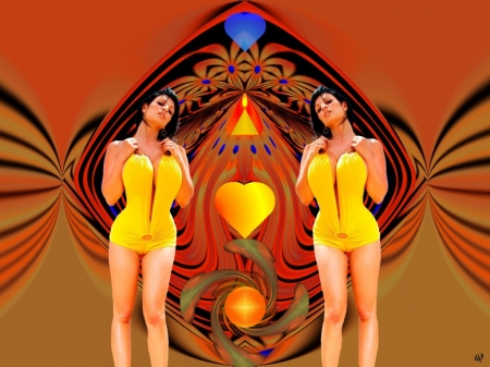 Hot Yellow - fractal, abstract, collage, 3d, eye candy