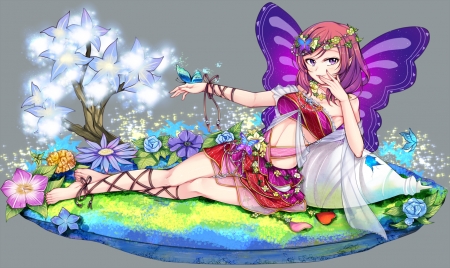 love live - love live school idol project, butterfly, beautiful, love live, wings, colorful