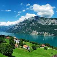 small village facing the riverside