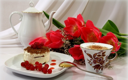 coffee and dessert - plate, spoon, cup, coffee