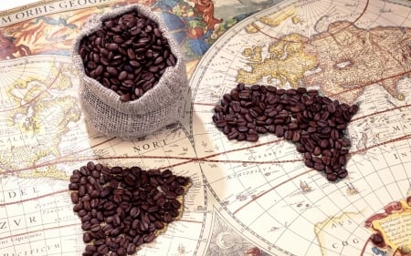 world of coffee - beans, world, map, coffee