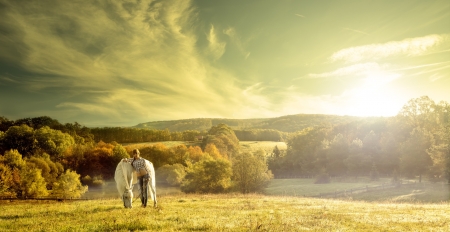 Nice Day - horse, nature, woman, model