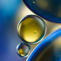 Oil bubbles in water