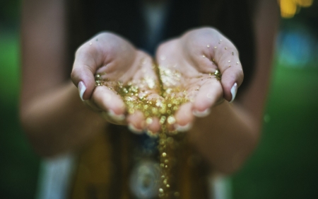 Pixie dust - pixie dust, yellow, hand, woman