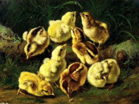 Easter Chicken - festive, painting, ducks, cute