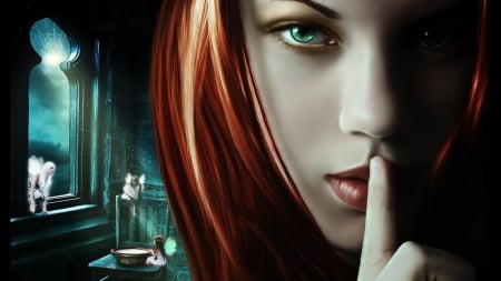 silent redhead - room, girl, face, redhead