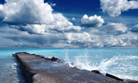 Waves - cloud, sky, tree, nature, waves