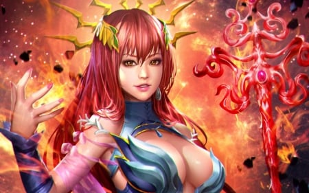 Lana Solaris - game, fantasy, redhead, blue, woman, girl, pink, lana solaris