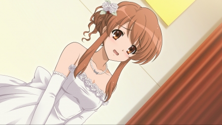 Wedding day - wedding, girl, anime, brunette, bride