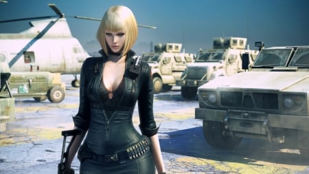 Fantasy girl - jtf, game, datura, girl, blonde, crossfire, black, fantasy, car, woman