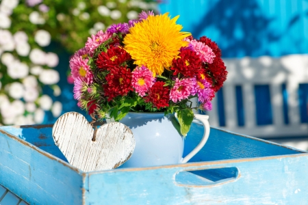 Spring bouquet - pot, pretty, vase, heart, beautiful, spring, lovely, freshness, still life, bouquet, colorful