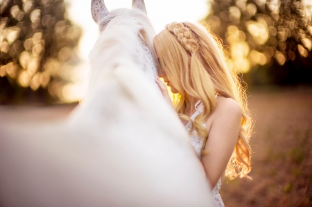 Best Friend - white, woman, blond, model, horse