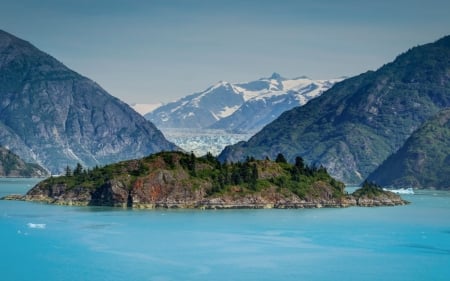 Island - cloud, mountains, water, landscape, ocean, lake, sky, island, tree