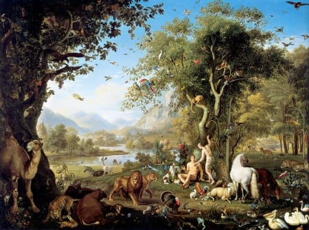 adam and eve in the garden of eden - eden, eve, adam, garden