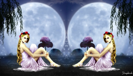 Fantasy Night - collage, fantasy, woman, art