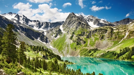 Amazing Place - lake, trees, mountains, nature