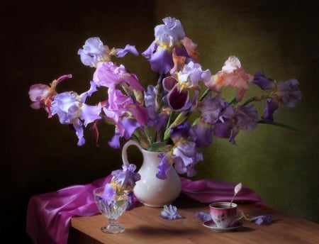 Still Life - flowers, vase, still life, purple