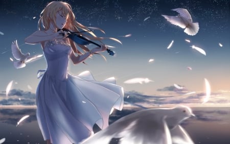 Anime - cg, anime, music, violin