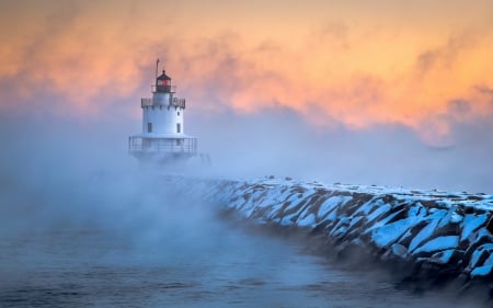 Lighthouse - nature, sky, beach, lighthouse