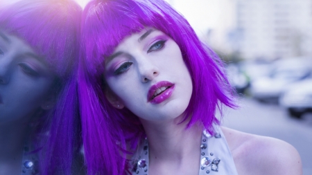 Pretty Face - purple, hair, woman, model