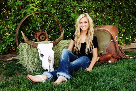 Cowgirl With Gear... - women, fun, female, models, western, girls, cowgirl, style, outdoors, blondes, barefoot, gear