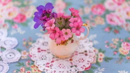 Flowers in a cup - flower, still, pot, cup