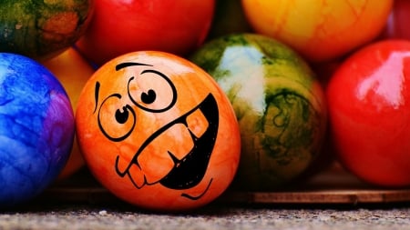 Happy Easter! - easter, funny, red, egg, orange, emoticon, lol, card