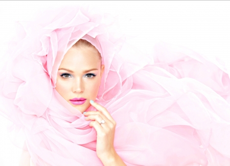 Esti Ginzburg - Esti Ginzburg, hand, scarf, woman, model, girl, beauty, pink