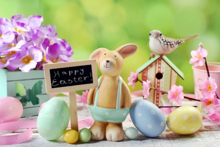 Easter - easter, colorful, happy easter, still life, spring, spring time, easter eggs, holiday, flowers, colors