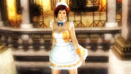 Mila - mila, dead or alive, games, pretty, maid girl, pretty girl, beautiful, anime, boxing, red hair girl