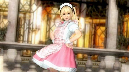 Marie Rose - marie rose, adorable, fighter, cute girl, dead or alive, maid girl, pink, blonde girl, anime, cute