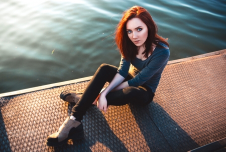 Redhead - pale, women, redhead, model