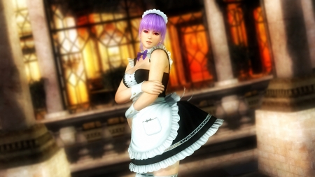 Ayane - fighter, cute anime, purple hair, dead or alive, games, maid girl, pretty girl, beautiful, ninja, ayane