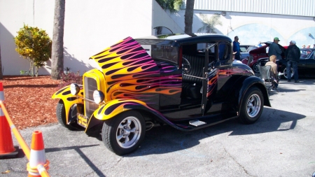 Flame Ford Hotrod - classic, hotrod, black, custom