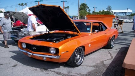 SS Camaro - orange, bowtie, classic, gm