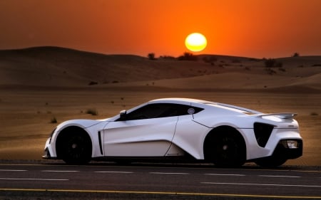 Zenvo ST1 - vehicles, white cars, zenzo, zenvo st1, cars, roads, sunset