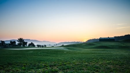 Clean Sky - sky, fields, nature, sunset