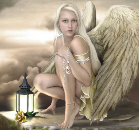 ANGEL - FEMALE, WINGS, GOLD, ANGEL