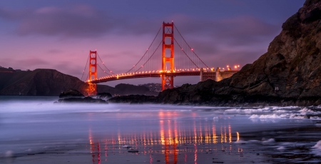 Golden Gate Bridge - usa, lights, golden gate, san francisco, night