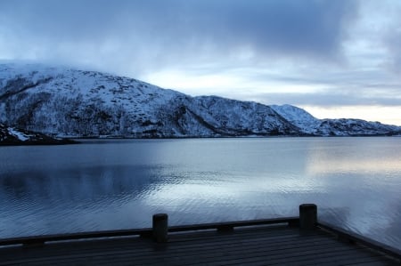 Dawn - blue, lake, peaceful, Dawn, mountain