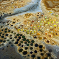 Colorful salt pits in the Saloum Delta of Senegal