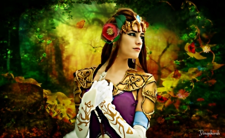 Forest Elf - elf, art, forest, woman