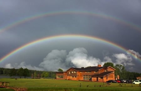 Rainbow - clouds, rainbow, nature, amazing