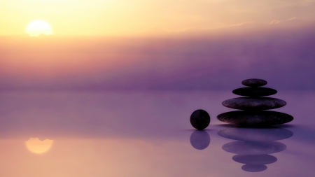 Balance - abstract, stones, reflection, sun