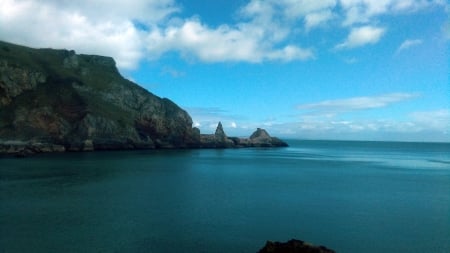 Anstey's Cove, Devon, England - devon, cloud, cliffs, sea, ocean, rocks, sky