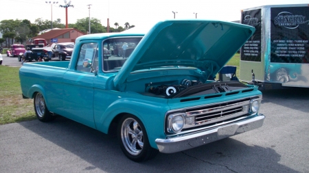 Classic Ford Truck - Chrome, Aqua, Pickup, Classic