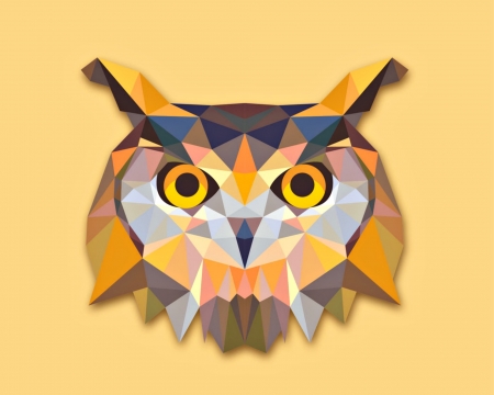 Owl - vector, minimalism, bird, abstract, art, yellow, owl, texture, head, melanie collins